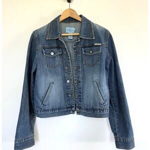 CALVIN KLEIN vintage blue denim button front 100% cotton jean jacket